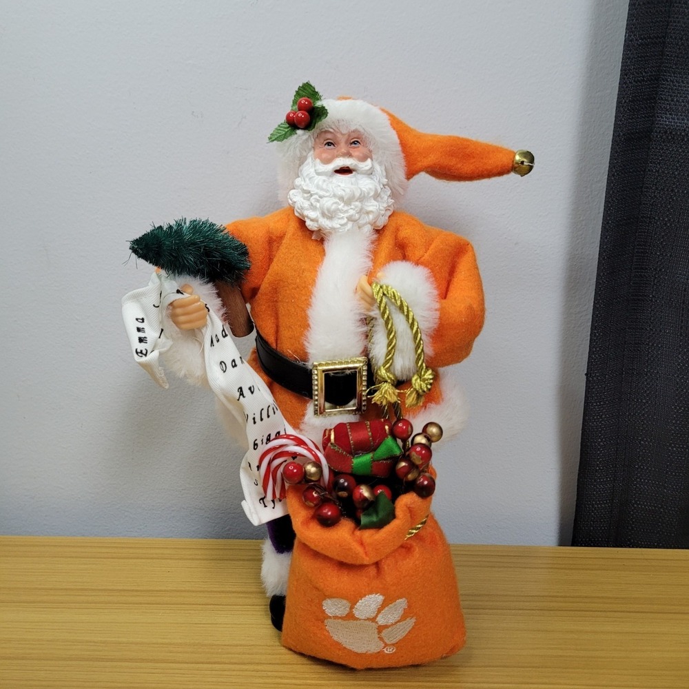 Clemson‎ Tigers 12'' Santa Orange Christmas Holiday Ornament